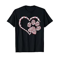 Animal Rescue Shirt Dog Paw Print Heart For Valentines Day T-Shirt