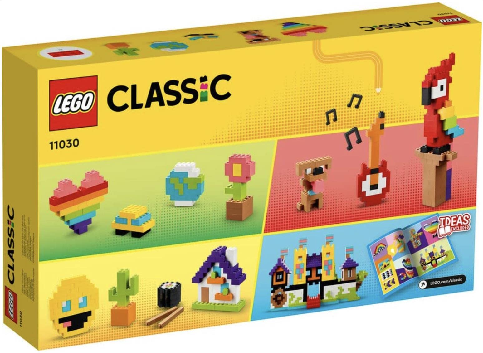 LEGO 11030 Classic Large Creative Building Set Construction Toy Set, Build a Smiley Emoji, Parrot, Flowers & More, Creative Building Blocks for Children, Boys, Girls from 5 Years