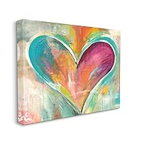 Stupell Industries Abstract Colorful Textural Heart Painting Canvas Wall Art Design By Artist Kami Lerner, 24 x 30, Gallery Wrapped Canvas