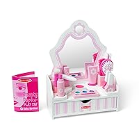 Wooden Beauty Salon Play Set With Accessories (18 pcs) - Pretend Hair Salon, Toddler Makeup Vanity, Fashion Role For Kids Ages 3+