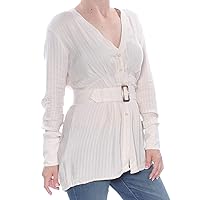 Free People Womens Solid Belted Button Down Blouse