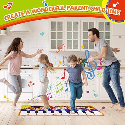 RenFox Baby Piano Mat with 25 Music Sounds, Kids Musical Playmat, Early Education Development Birthday Gift Music Toy for 1 2 3 Year Girls Boys, Piano Keyboard Touch Play Blanket for Child Toddlers