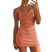 XJYIOEWT Formal Dresses for Women Plus Short,Women Solid Temperament Sequined Suspender Dress Backless Hollow Hip Cover