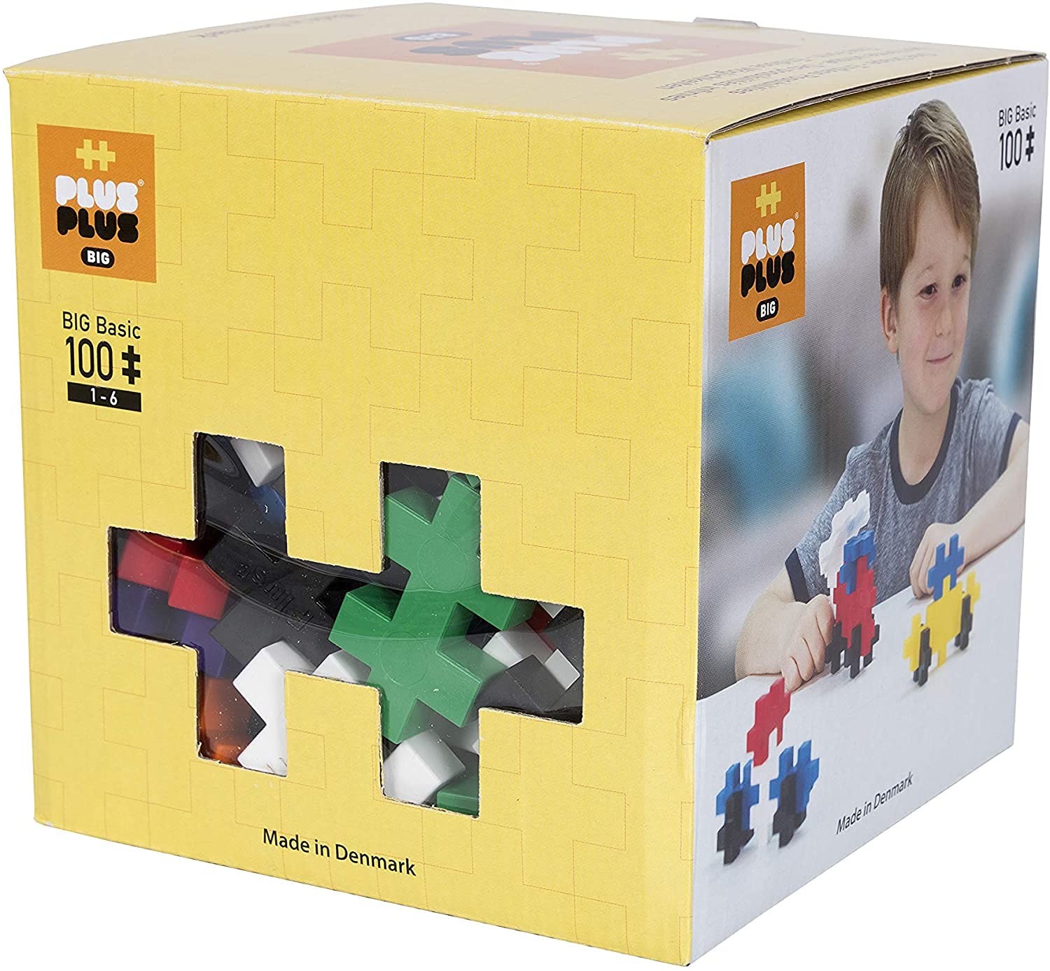 PLUS PLUS BIG - Open Play Set - 100 Piece - Basic Color Mix, Construction Building Stem Toy, Interlocking Large Puzzle Blocks for Toddlers and Preschool