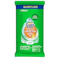 Scrubbing Bubbles Antibacterial Bathroom Flushable Wipes, Flushable and Resealable Cleaning Wipes, Citrus Action, 36 Wipes