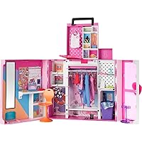 Barbie Closet Playset with 35+ Accessories, 5 Complete Looks, Pop-Up 2nd Level, Full Length Mirror, Laundry Chute, Dream Closet