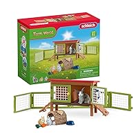 Farm Animal Toys and Playsets - Farm World 8 Piece Rabbit Hutch Set with Figurines, Farming Hutch and Accessories for Kids Ages 3 and Above
