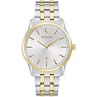 Bulova Men's Classic Sutton 3 Hand Two-Tone Stainless Steel, Silver White Dial Style: 98B385