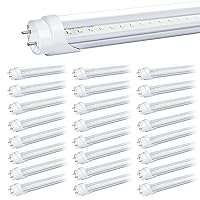 25-Pack T8 LED Bulbs 4 Foot Tube Light, 4ft LED Shop Garage Warehouse Light, 20W 5000K 2600LM Daylight White, Fluorescent Lights Tube Replacement, Ballast Bypass, Dual-end Powered, Clear Cover