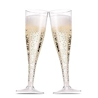 Munfix 50 Plastic Champagne Flutes 5 Oz Clear Plastic Toasting Glasses Disposable Wedding Party Cocktail Cups