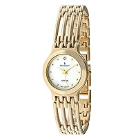 Women’s Gold-Tone Genuine Diamond Bracelet Watch with White Dial