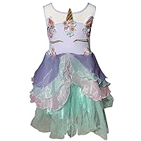 Little Girls Lovely Unicorn Pearl Tutu Tulle Birthday Party Flower Girl Dress
