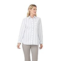 Foxcroft Women's Boyfriend Long Sleeve Soho Stripe Shirt