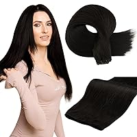 24 Inch Weft Hair Extensions Human Hair Sew In Hair Extensions Real Human Hair Black Human Hair Extensions Sew In Genius Weft Hair Extensions For Women #1 Black