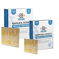 Medical Grade Manuka Honey Gauze Dressing 2 inch x 2 inch and 4 x 4 inch (5 Pack - Non-Adherent) | First Aid for Minor Wounds Such as Cuts or Advanced Wound Care of Bed Sores, Burns, or Lacerat