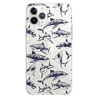 TPU Case Compatible with iPhone 15 14 13 12 11 Pro Max Plus Mini Xs Xr X 8+ 7 6 5 SE Black Sharks Pattern Print Sea Clear Graphic Design Fishes Slim fit Cute Dangerous Flexible Silicone Oceanic