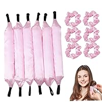 Satin Heatless Curling Set Satin Heatless Curling Set 6Pcs Heatless Curler with 6 Hair Scrunchies, No Heat Overnight Curlers Curling Rods for All Hair Types Holiday Gift for Girls