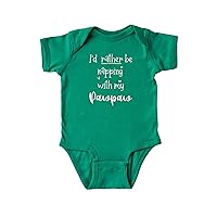 I'd Rather Be Napping With My Pawpaw Color Infant Bodysuit, Baby Shower Newborn Gift, Pregnancy Reveal Onesie Present, Valentine's or Father's Day (6M, Short Sleeve, Pink)