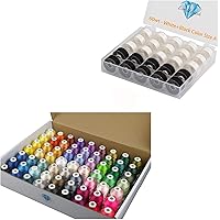 Simthread Embroidery Thread Essential Pack Bundle - Brother 63 Colors Kit & Assorted Prewound Bobbins