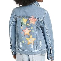 Star Design Toddler Denim Jacket - Watercolor Jean Jacket - Cute Kawaii Denim Jacket for Kids