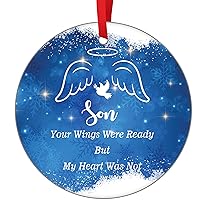 Angel Memorial Ornaments Son Your Wings were Ready Christmas Ornament Christmas Ornaments 2021 Son in Heaven Ornament Xmas Tree Decoration Memory Gift for Loss of Loved One