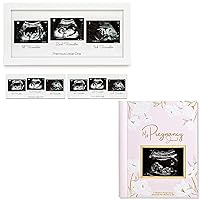 KeaBabies Baby Triple Sonogram Picture Frame And Pregnancy Journal, Pregnancy Announcements Bundle - Baby Nursery Decor, Pregnant Mom Gifts (Alpine White) - All Family Types (Blossom)