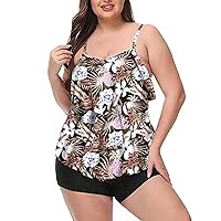 Women's Solid Color Hollow Ruffle Skirt Slimming Bikini Plus Size Swimsuit Swim Trunks for Women with Top