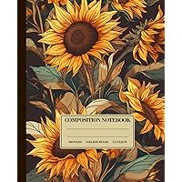 Composition Notebook Sunflower Memoirs: Vintage Botanical | Classic Writing Book for Girls, Women, Mothers, Teachers | College Ruled, 120 Pages, 7.5 x 9.25 inches