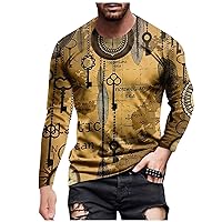 Long Sleeve Shirts for Men Western Crew Neck Sweatshirts Graphic Pullover Casual Tops Hipster Sports Gym Tshirts