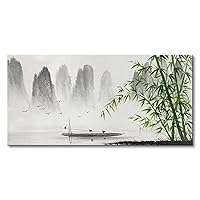 Traditional Chinese Painting Black and White Landscape Canvas Wall Art Bamboo Artwork