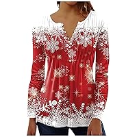 Women Top V-Neck Pleated Christmas Graphic Print Mexican Blouse Casual Oversized Womens Long Sleeve T Shirts