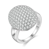 Uloveido Disco Ball Design Party Rings - Cubic Zirconia Cluster Statement Dome Rings White Gold Plated Jewelry for Women PJ4297