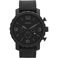 FOSSIL Nate Watch for Men, Quartz Chronograph Movement with Stainless Steel or Leather Strap