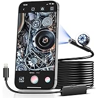 Borescope-Endoscope-Camera with Light 2k High-Definition Borescope 8 Adjustable LED Lights Borescope Camera 16.4 Ft Water-Repellent Inspection Snake Camera Suitable for iPhone and iPad