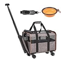 VEVOR Airline Approved Dog Carrier With Wheels for Under 22lbs, Rolling Pet Carrier Cat Carriers on Wheels, TSA Approved Foldable Pet Travel Carrier With Telescope Handle and Upgraded Wheels