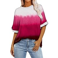 Womens Tshirts Loose Casual Crewneck Short Sleeve Spring Tops Basic Teeshirt 2033 Summer Fashion Outfits Pinks M
