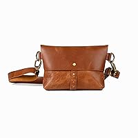 Leather fanny pack bag for women Full Grain Buffalo Leather fanny pack bag Leather crossbody Fannypack Small Sling Bag for Women Leather Crossbody Fanny Packs Leather Travel bag - BROWN