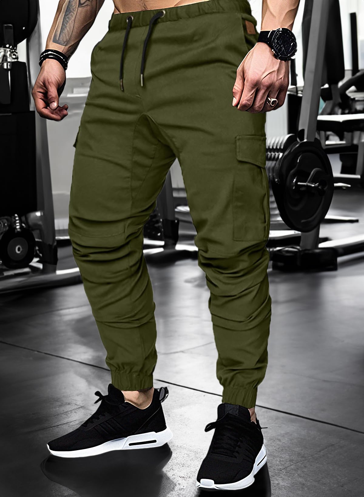 Men's Khaki Green Linen Mix Regular Fit Cargo Trousers – Threadbare