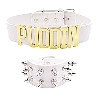 choice of all Puddin Necklace and Rivets Bracelet Leather Choker Necklace Cosplay Choker Letter Collor Cosplay Accessory for Women and Girls Halloween Party Jewelry