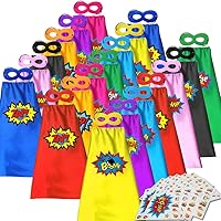 ADJOY Superhero Capes and Masks for Kids with Decorative Stickers - Halloween Party Dress Up Super hero Costume 20 Packs
