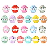 DanLingJewelry 22Pcs Random Ice Cream Silicone Birthday Cupcake Silicone Focal Beads Summer Dessert Beads for Bracelet Jewelry Making