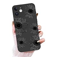 OOK Floral case for iPhone 12 Case, Cute Sunflower Floral Blooms Design Soft TPU Shockproof Protective for Women Girls Phone Cover - Black Flower