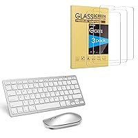 SPARIN 3 Pack Screen Protector & Bluetooth Keyboard Mouse Combo for iPad Air 5th/4th Generation 10.9 inch/iPad Pro 11 inch-Silver White