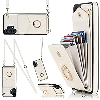 Smartphone Flip Cases Crossbody Wallet Case for Samsung Galaxy A13 4G/5G, RFID Blocking Protective Case PU Leather Flip Cover, Rotation Ring Stand Case with Card Slots Holder Detachable Wrist Strap La