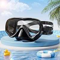 Kids Swim Goggles, Kids Swim Mask with Nose Cover, Non-Leakage 180° Wide Field of View Snorkel Mask for Kids Toddler Children Girls Boys Youth 5-14, Advanced Black, with Toddler Pool Toys