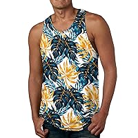 Men's Casual Tank Tops Summer Tropical Palm Tree Printed Vintage Style T-Shirt Quick Dry Fitness Fashion Tropical Shirts