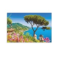Posters Greek Landscape Wall Art Decorated Mediterranean Port Italian Coastal Wall Art Canvas Painting Posters And Prints Wall Art Pictures for Living Room Bedroom Decor 24x36inch(60x90cm) Unframe-st