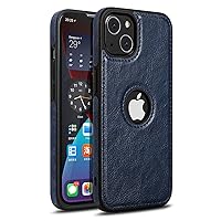 Unique Design Luxury Leather Business Phone Case for iPhone 13 Mini Anti-Slip Scratch Resistant Ultra Slim Protective Case (2021,5.4”) (Blue)