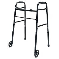 Lumex ColorSelect Walker, Lightweight & Folding 2-Wheel Walker for Adults & Seniors, Black