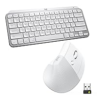Logitech MX Keys Mini Keyboard and Lift Vertical Ergonomic Mouse Combo - Wireless, Backlit Keys, Bluetooth or Logi Bolt USB receiver, Quiet, Windows/macOS/iPadOS, Laptop, PC - Pale Grey